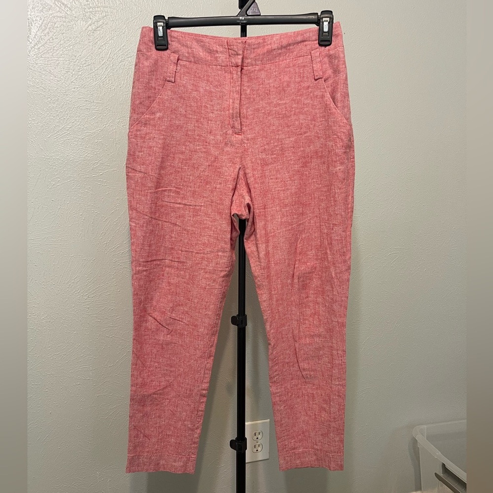 Avenue Vibrant Red Linen Trousers